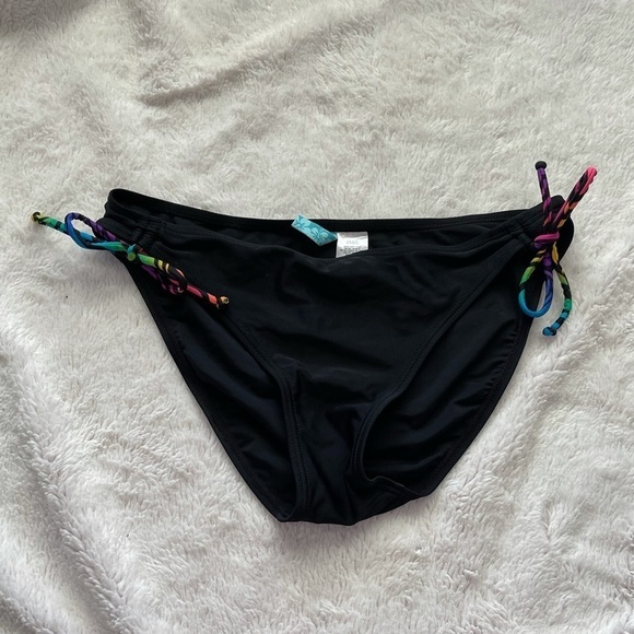 Black Bikini Bottom with Multicolor Ties - Picture 1 of 5
